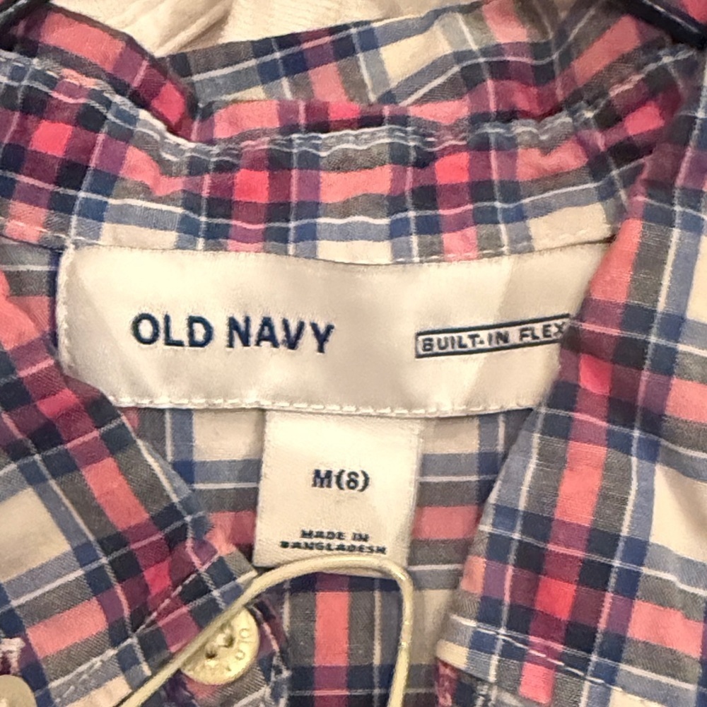 Old Navy Kids Plaid Button-Down Shirt - Red, Blue, White size 8 - Picture 3 of 5